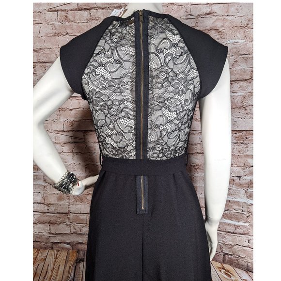 Monteau Womens A-Line Black Dress Lace Fit and Flare Lace Inserts SZ M NWT - Picture 5 of 6